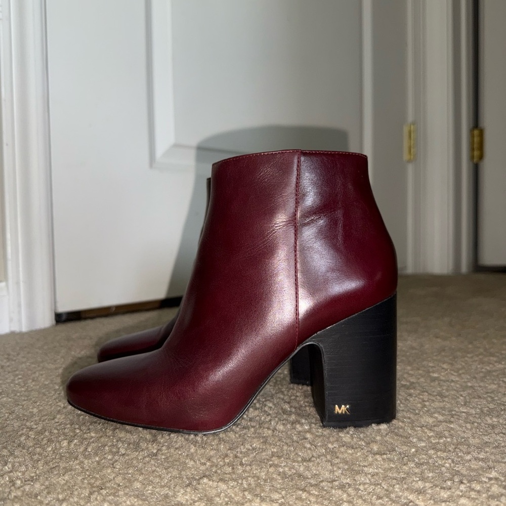 Michael Kors Red Ankle Booties with Chunky Heel